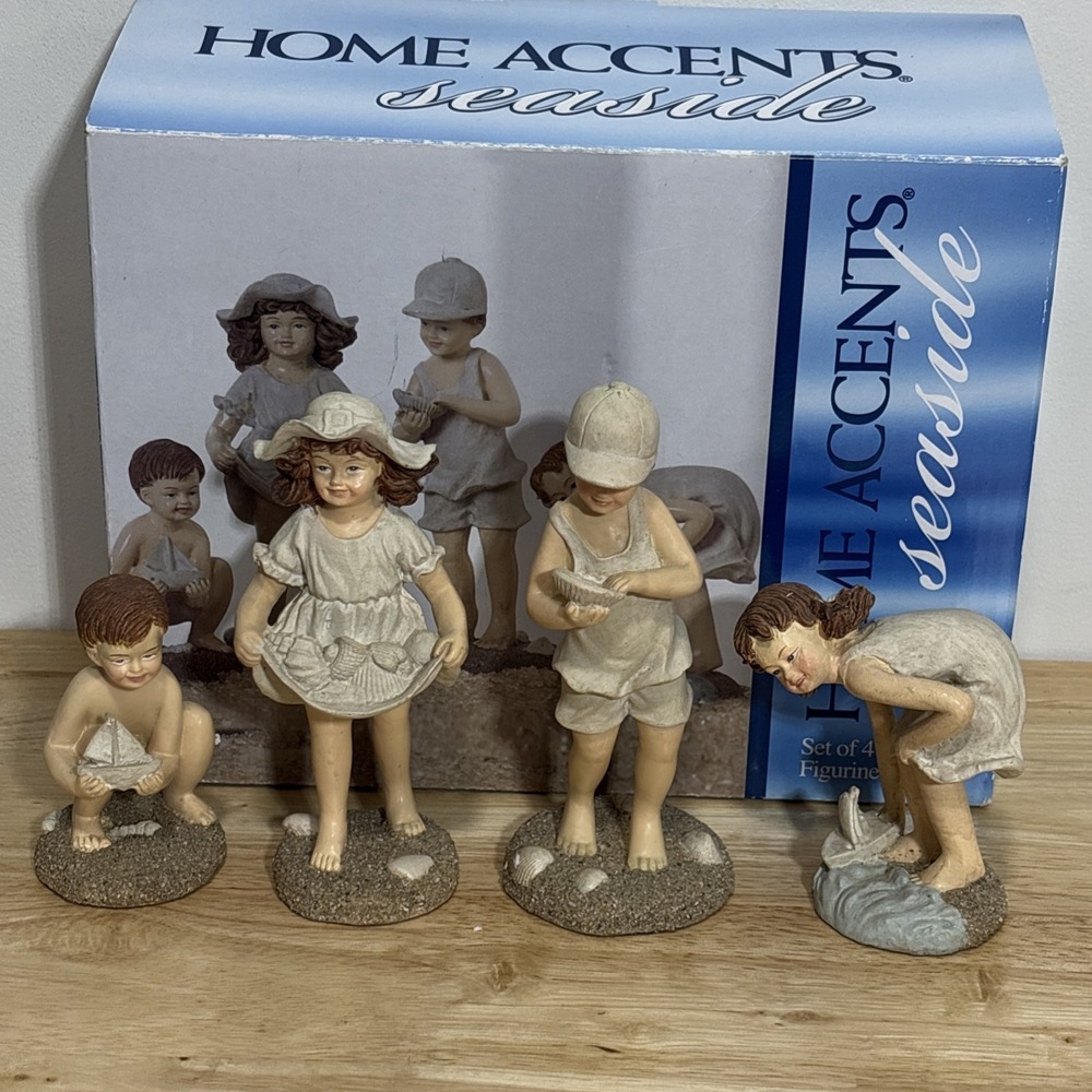 Home Accents Seaside Set of 4 Children Kids Figurines New In Box Belk